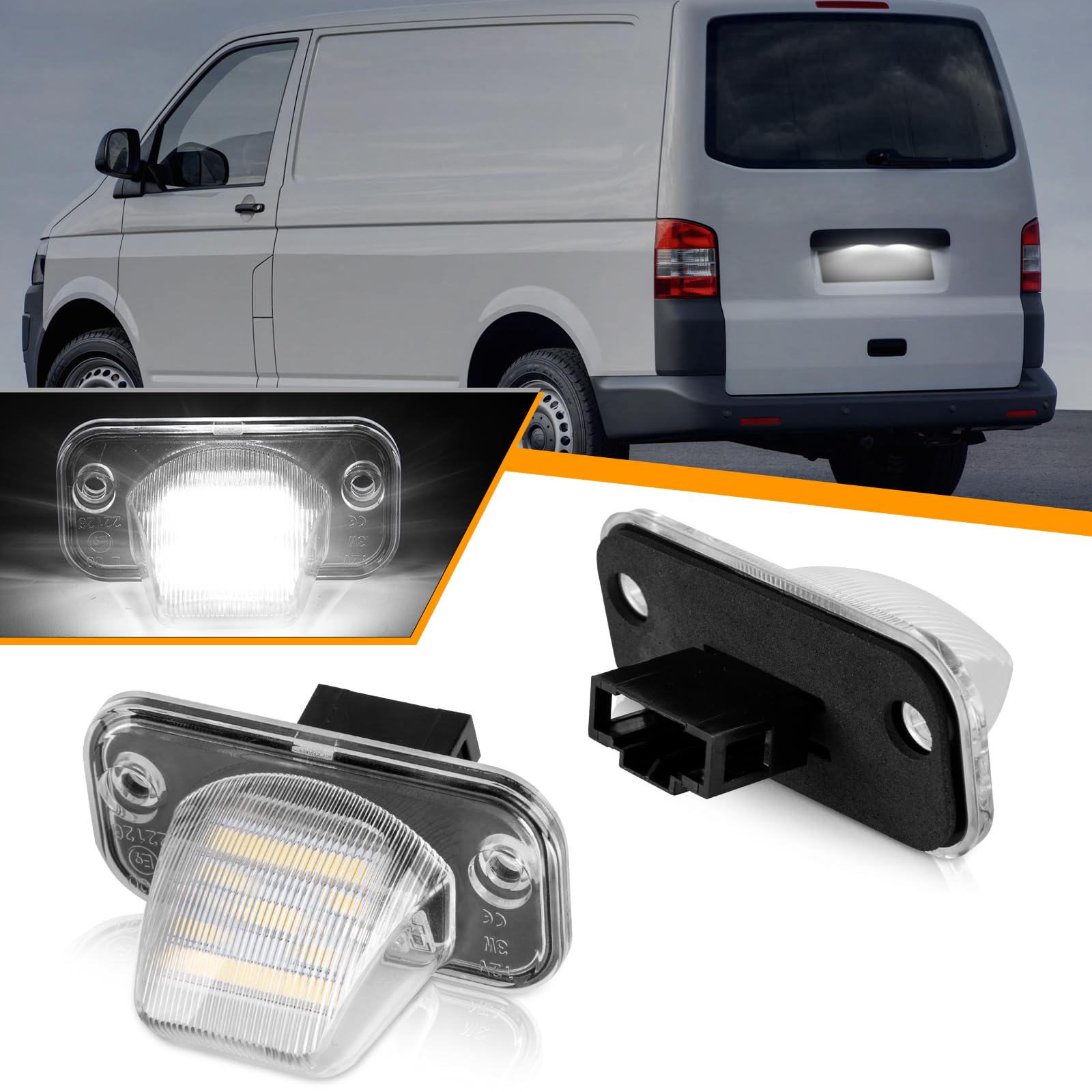 2 Stücke LED Kennzeichenbeleuchtung für VW T4 Tranaporter Pass-at B5 Candy Je-tt-a Syncro, Led Beleuchtung mit Canbus