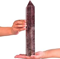 Vista 56 de AMOYSTONE Torre de obelisco de cristal curativo grande, varita de punta de cuarzo rosa, decoración de cristal, regalos de Reiki para Bignners