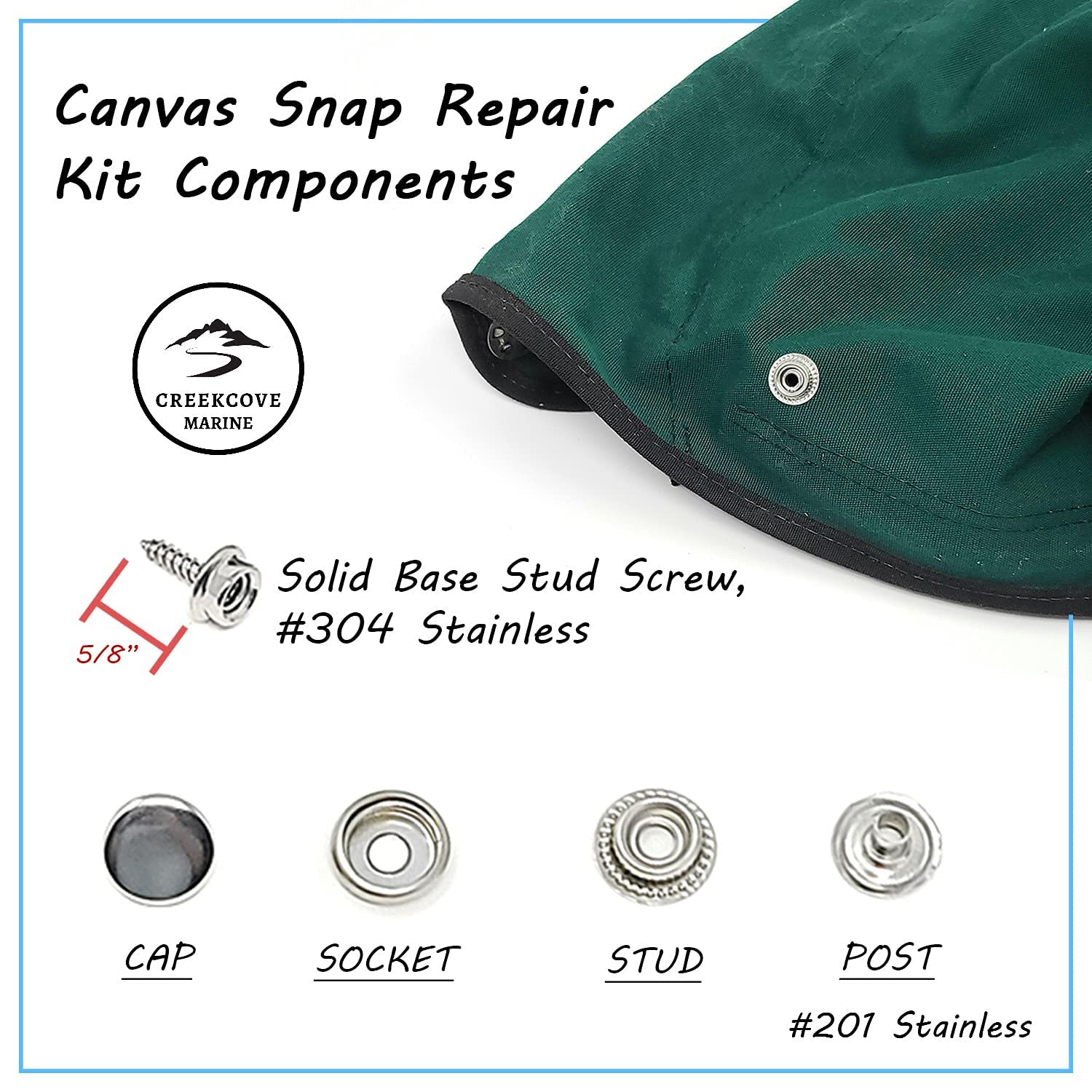Buy CreekCove Marine Canvas Snap Button Kit 228 Piece Marine Grade