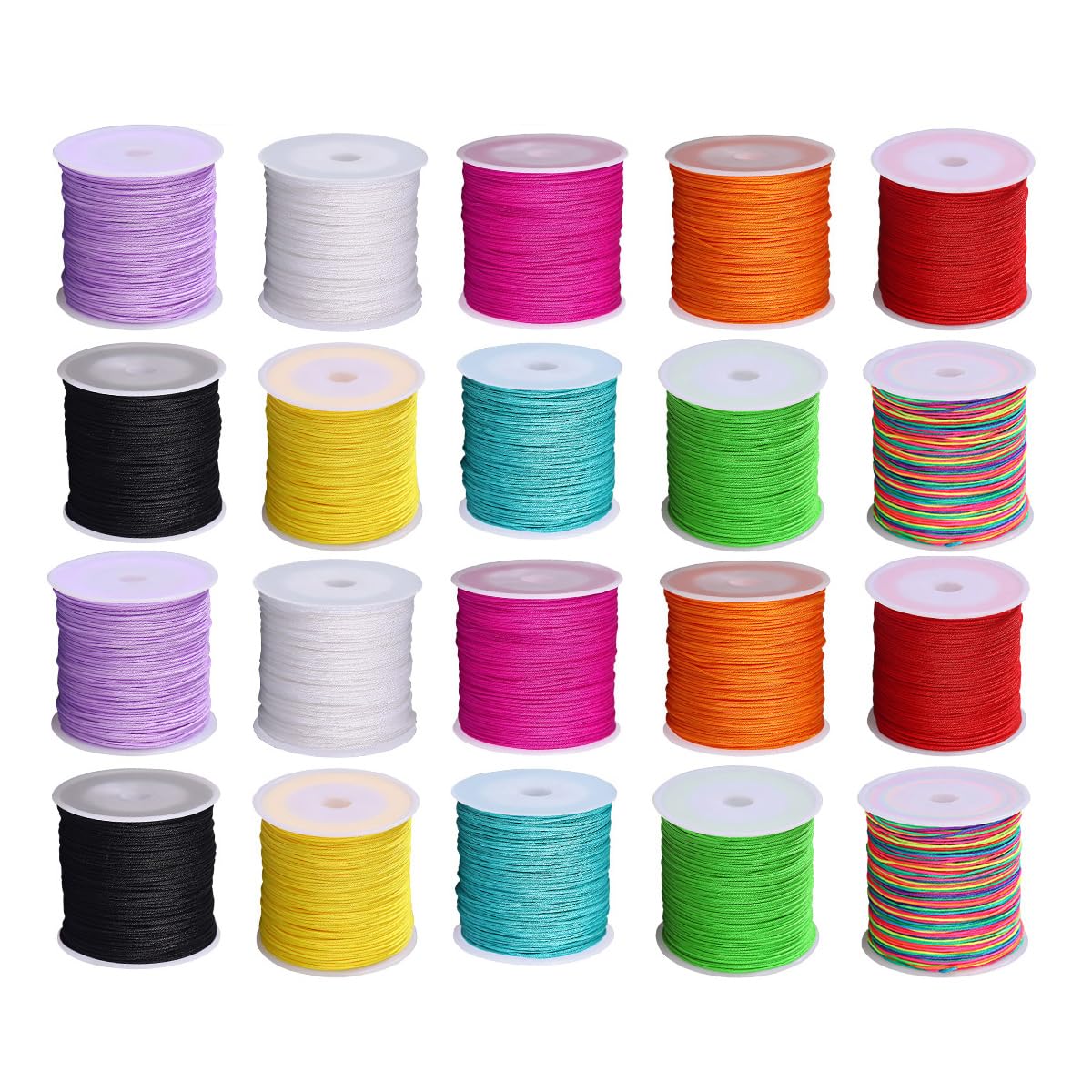 Yitexin 20Pcs 20 Rolls Nylon String For Bracelets, 0.8Mm Chinese Knotting Cord, Multicolor Nylon Beading Cord Suitable For Jewelry Making, Braided Bracelets And Crafts (20Pcs)