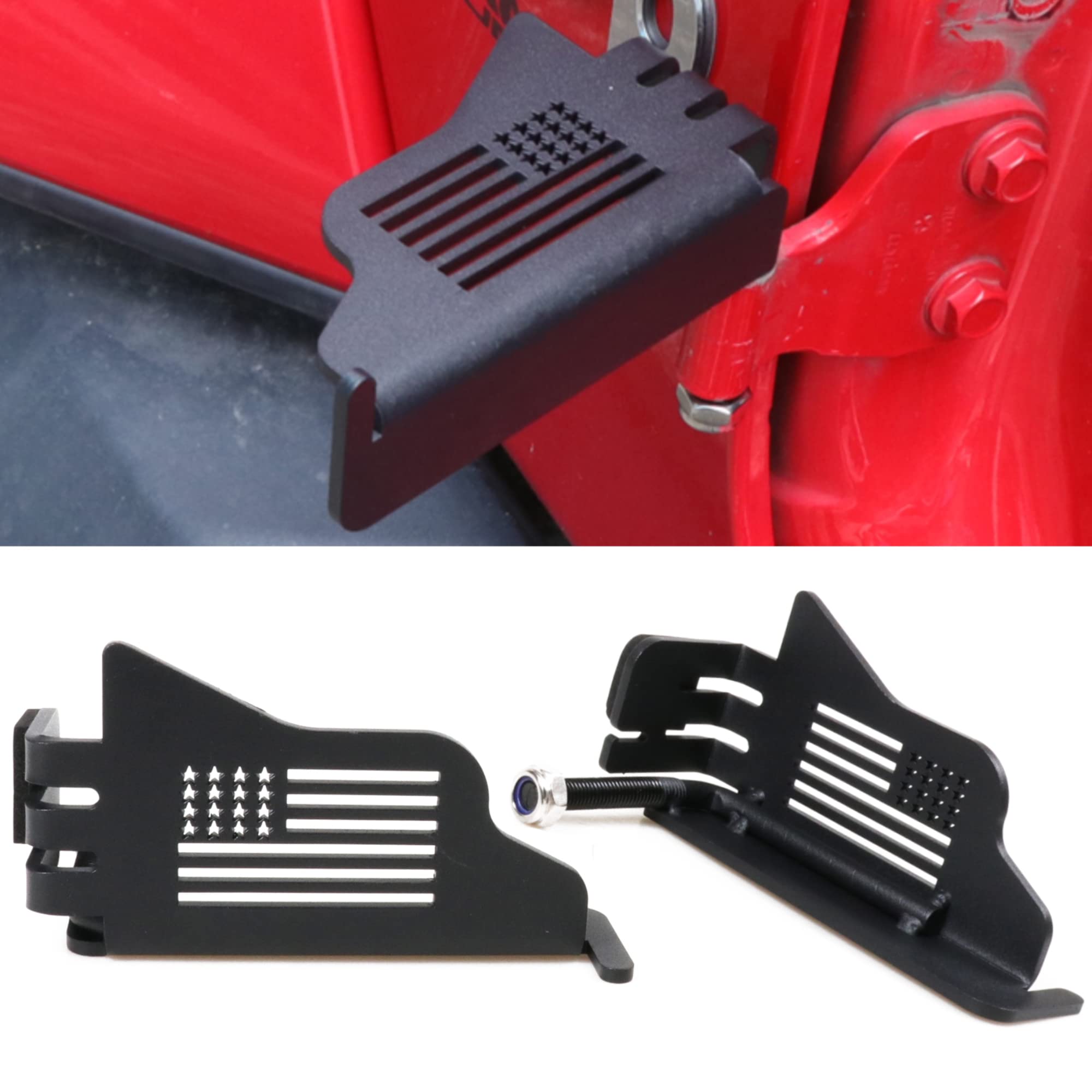 Foot Pegs Rest Pedals Compatible with 2018-2025 Jeep Wrangler JL 2/4 Door Gladiator JT Exterior Accessories Door Hinge Steel Doors Off Foot Peg, 1 Pair US Flag