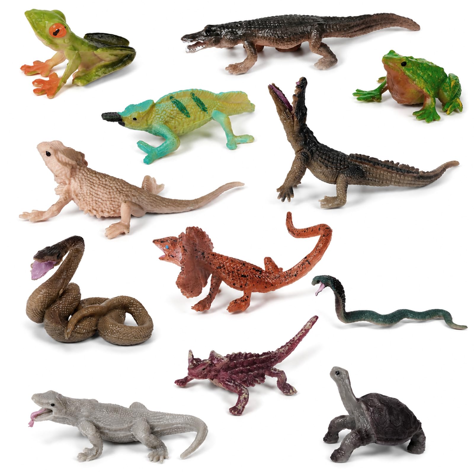 HDFHDF 12 PCS Mini Beasts for Kids Small Insect,Minibeasts Children's Early Education Toys, Decorative Simulated Plastic Ornaments Educational Aids, Parties (12pcs amphibian)