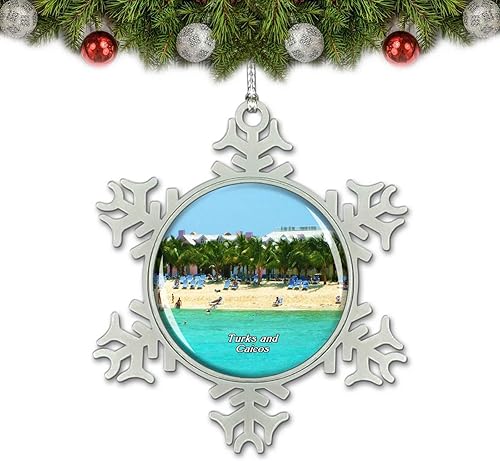 Turks and Caicos Providenciales Adorno de Navidad Decoración de árbol de cristal Metal Recuerdo Regalo