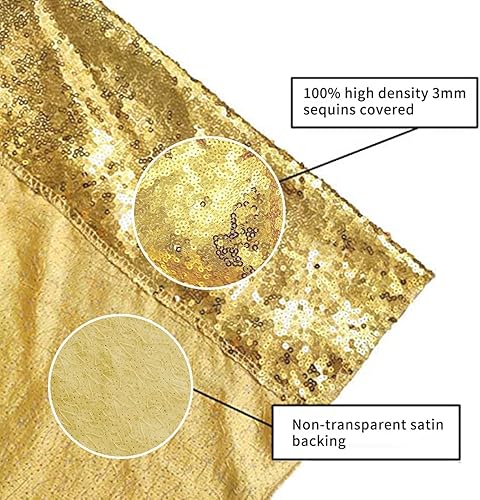 Miniatura 5 de Poise3EHome Telón de fondo de lentejuelas doradas de 8 x 10 pies, cortinas de fondo de lentejuelas de satén grueso con purpurina, telón de fondo de
