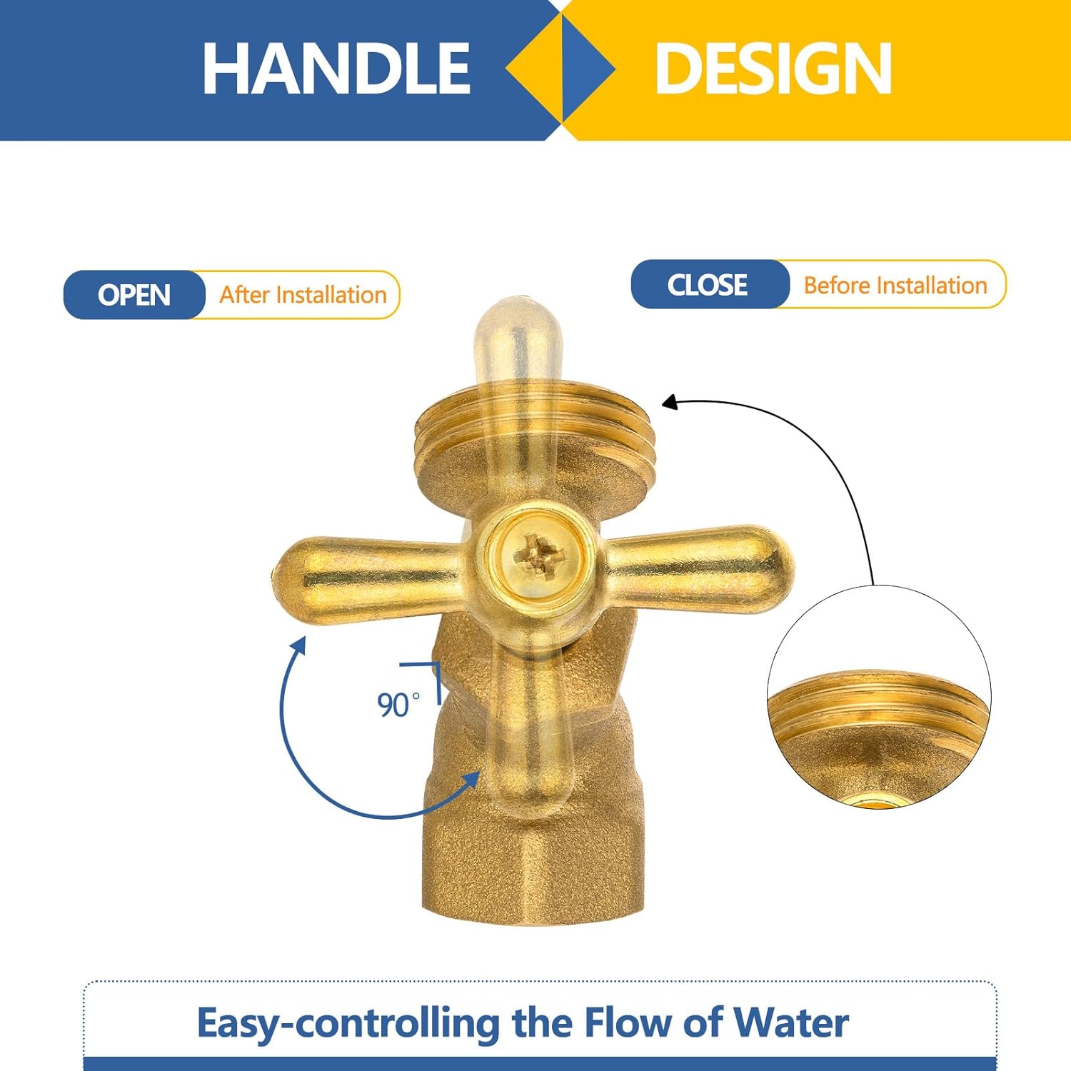 10PCS GUOFIS Hose Bibb Valve,3/4" FIP Inlet X 3/4" MHT Brass Garden Valves,No-kink(BIBCOCK010-10Pack)