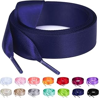 Booyckiy 3/4" Wide Satin Ribbon Shoelaces Flat Colorful Shoe Laces for Women