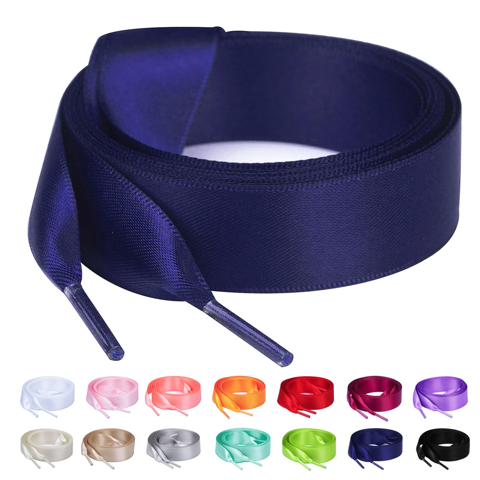 Booyckiy 3/4" Wide Satin Ribbon Shoelaces Flat Colorful Shoe Laces for Women