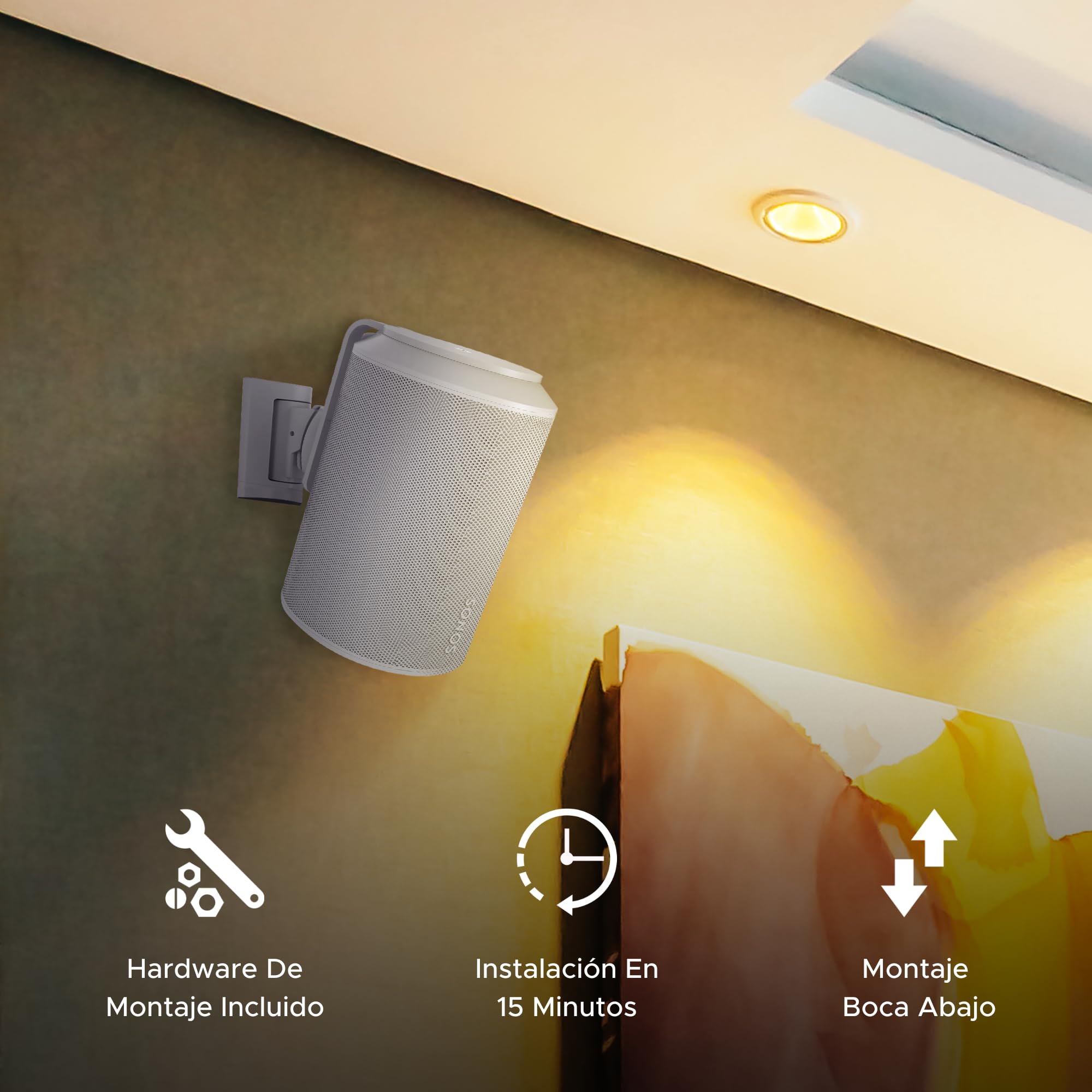 Sound bass Soporte de Pared ERA 100 - Inclinable y Giratorio, Blanco, Doble (2 uds), Compatible con Sonos ERA100 & ERA 100 SL, Instalación Fácil, Incluye Kit de Montaje