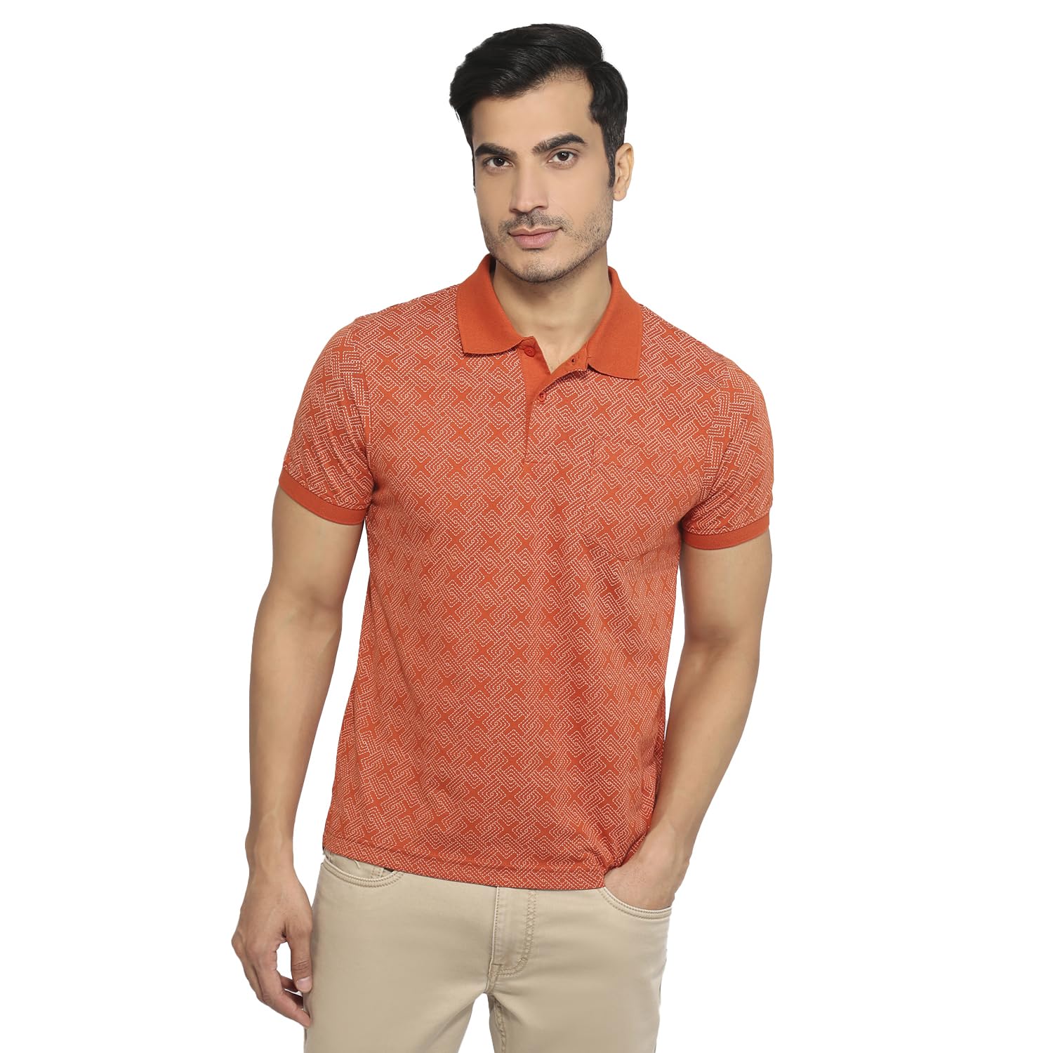 Parx Men Regular Fit Print Pattern Cotton Polyester Blend Polo Neck Half Sleeve Casual T-Shirt-picture-10