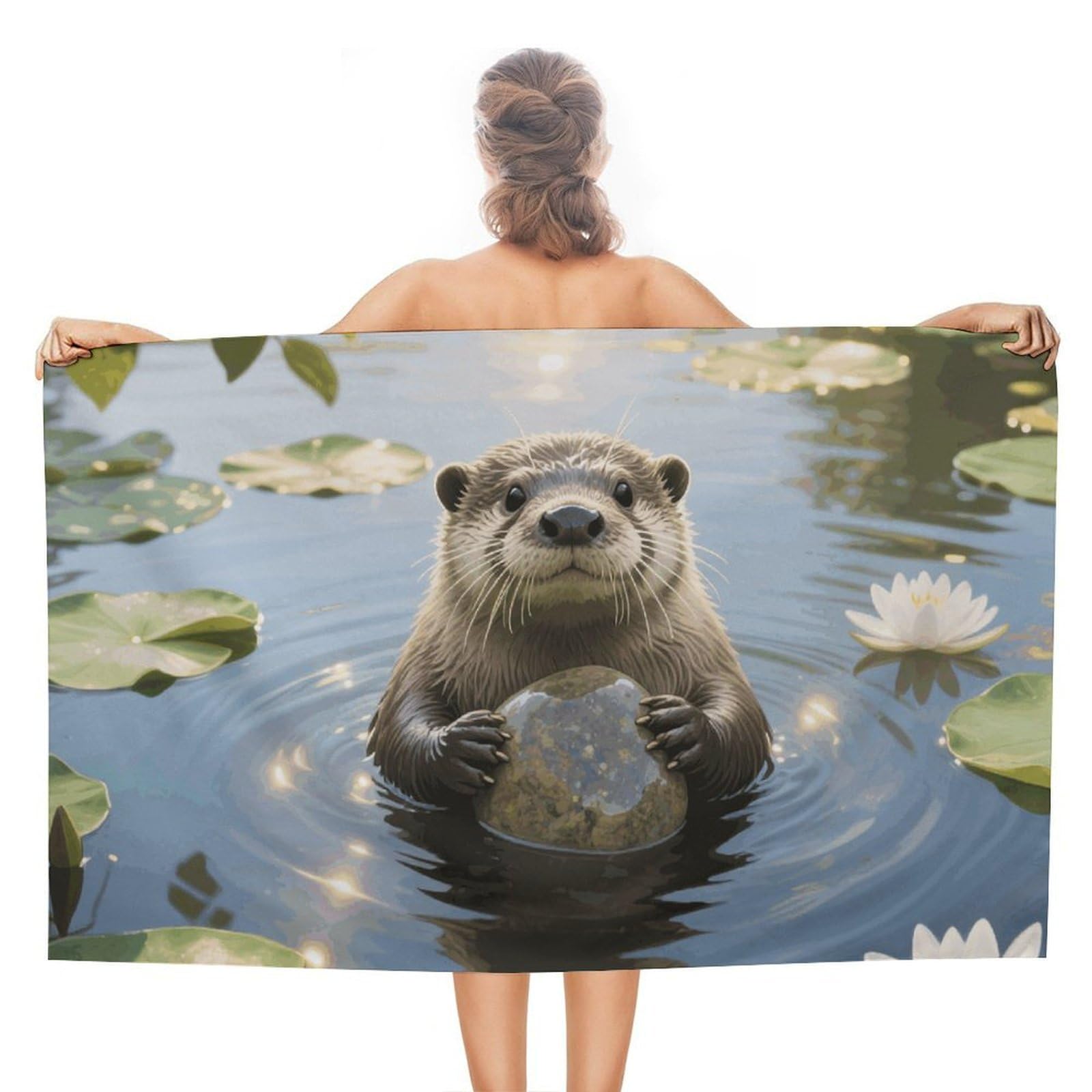 asbwuo Otter Beach Towels Extra Large Quick Dry Absorbent