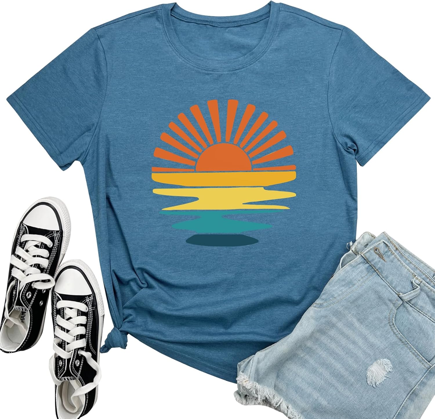 LOOKFACE Women Crewneck Cute Graphic Short Sleeve T Shirts - Image 4