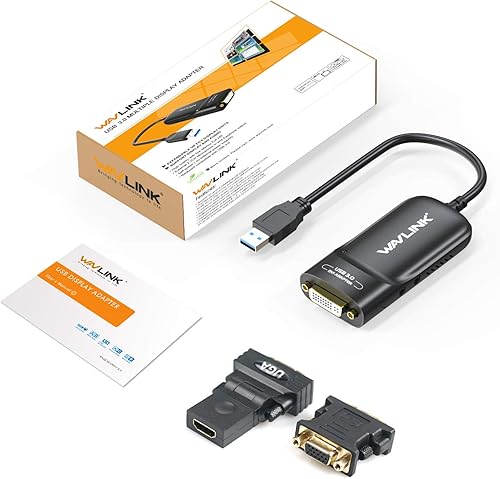 Vista 6 de WAVLINK Adaptador gráfico universal USB3.0 a HDMI/DVI/VGA, compatible con modo de video extendido/espejo primario/2048x1152 hasta 6 unidades de USB