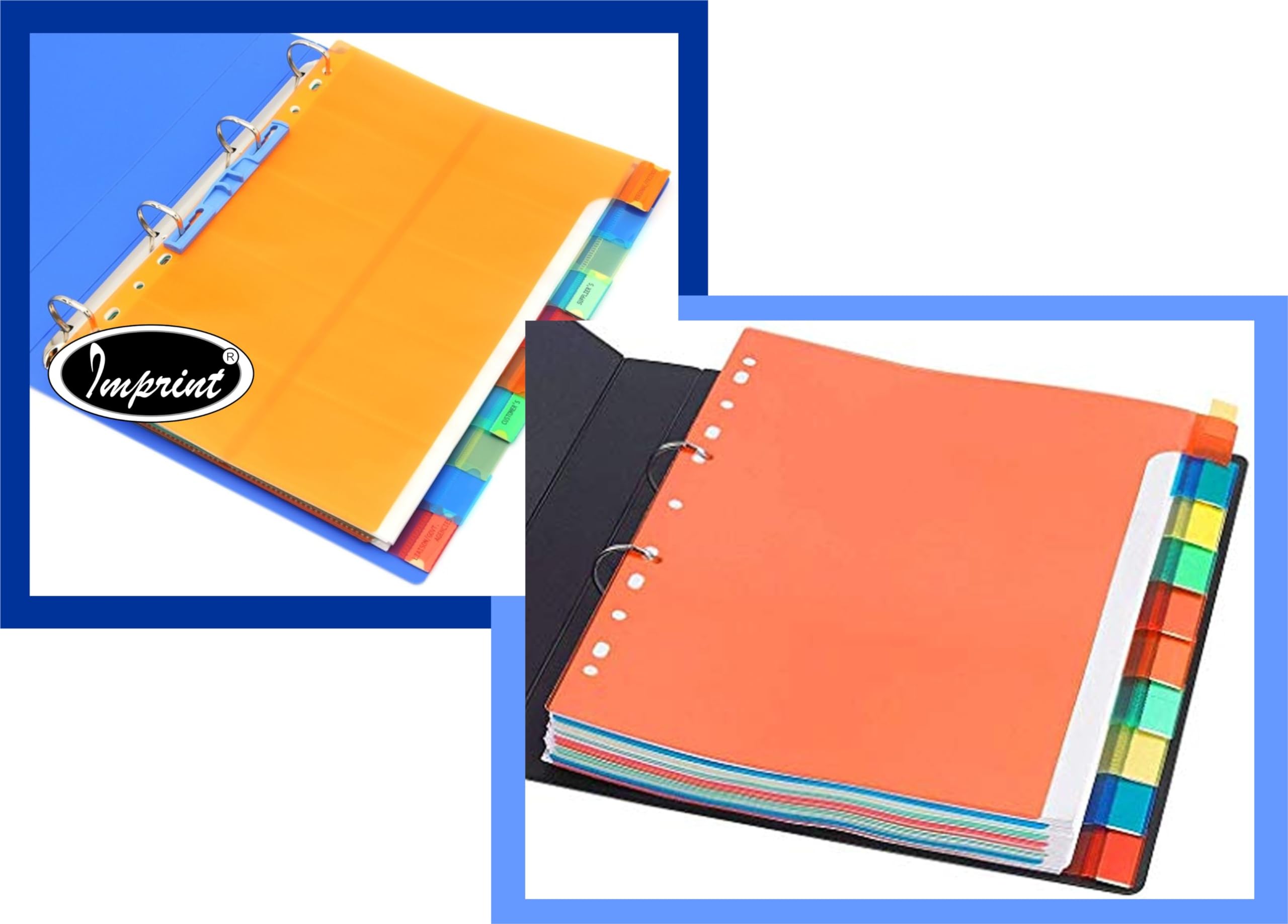 IMPRINT A4 Binder Index Separator (20 Insertable tab Sheets) - Separators for Box Files, Lever Arch Files, Binders Punched- A4 Size with 2 Packs of Book Tabs in 20 Colours (Total 400 Tabs) 4