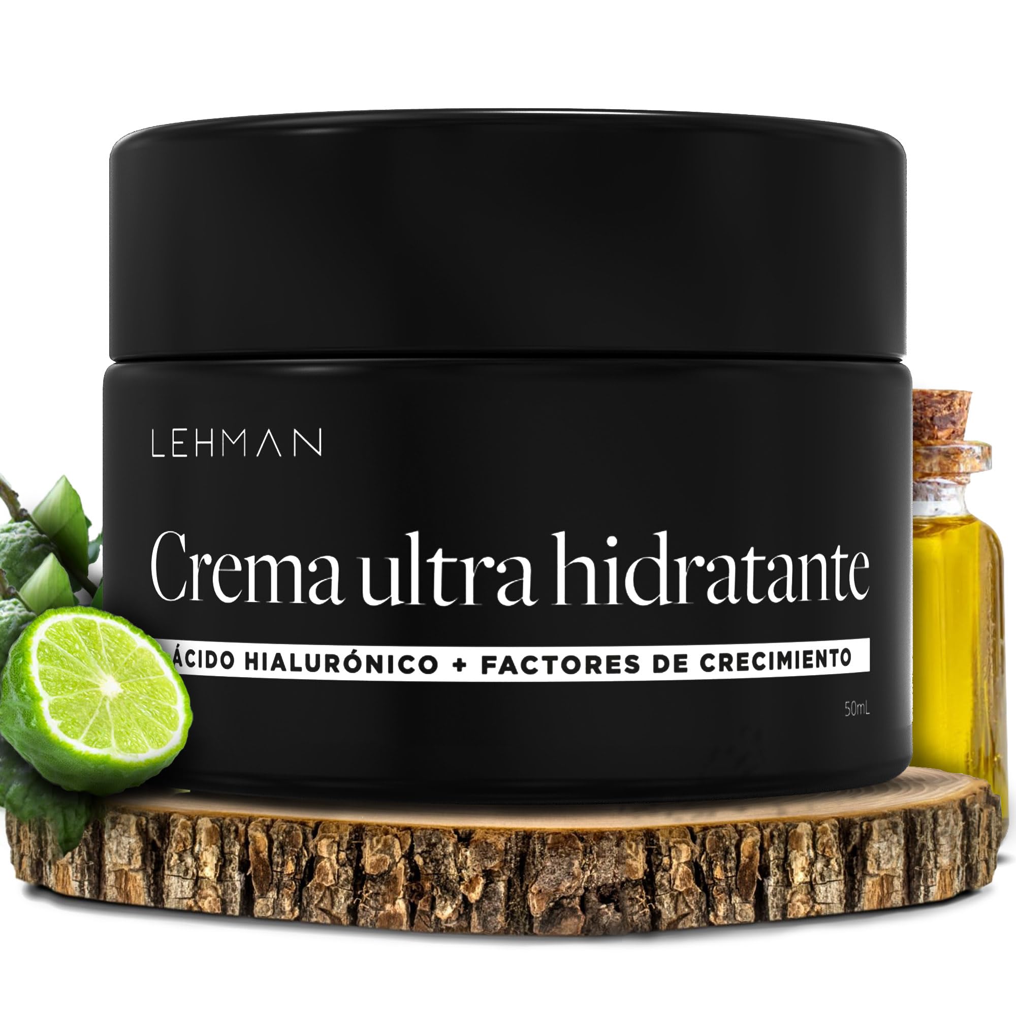 Lehman•Crema Hidratante Facial para Hombre+ Ácido Hialurónico+factores de crecimiento+colágeno•Crema antiarrugas hombre•Crema de hombre facial antiarrugas•Natural•Crema de cara hidratante para hombre