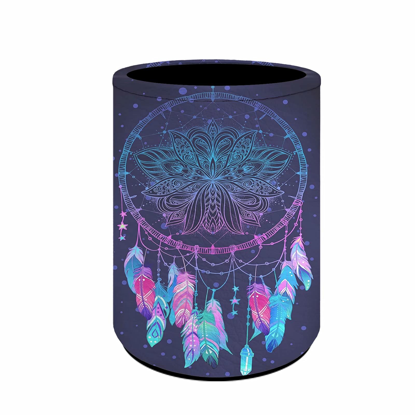 chaqlin Dream catcher Gifts-PU Leather Pencil Holder for Desk,Novelty Dream catcher Print Pen Cup,Stationery Desk Organizer Office Pen Pot,Makeup Brush Holder โ image 1
