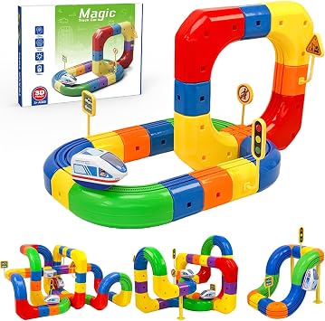 51pcs Electric Train Set,3D Magic Flexible Racestem Building STEM Toys