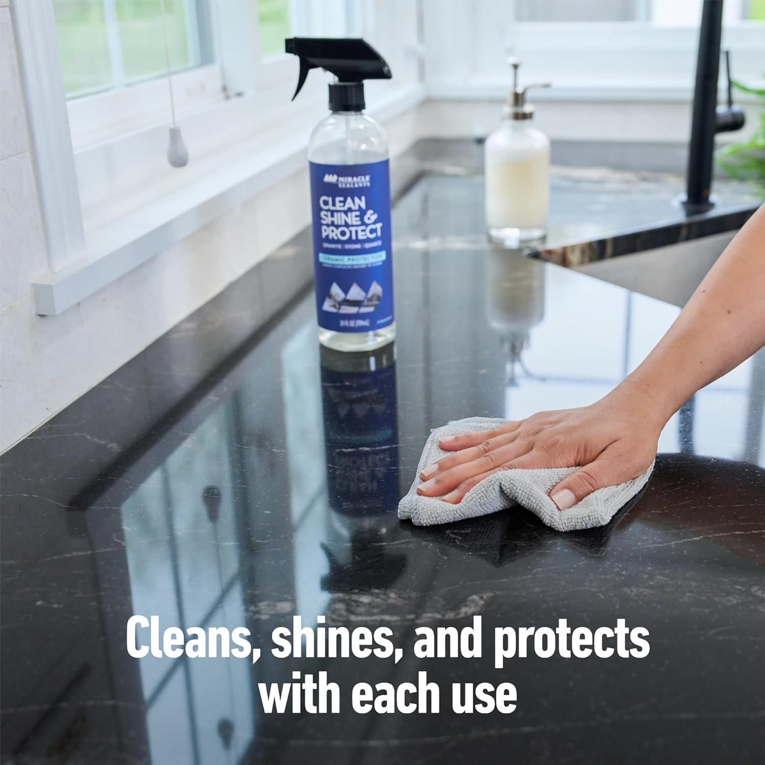 Miracle Sealants Clean Shine & Protect Spray for Granite, Stone, Quartz, Shine & Protect, 24 oz, 6 Pack