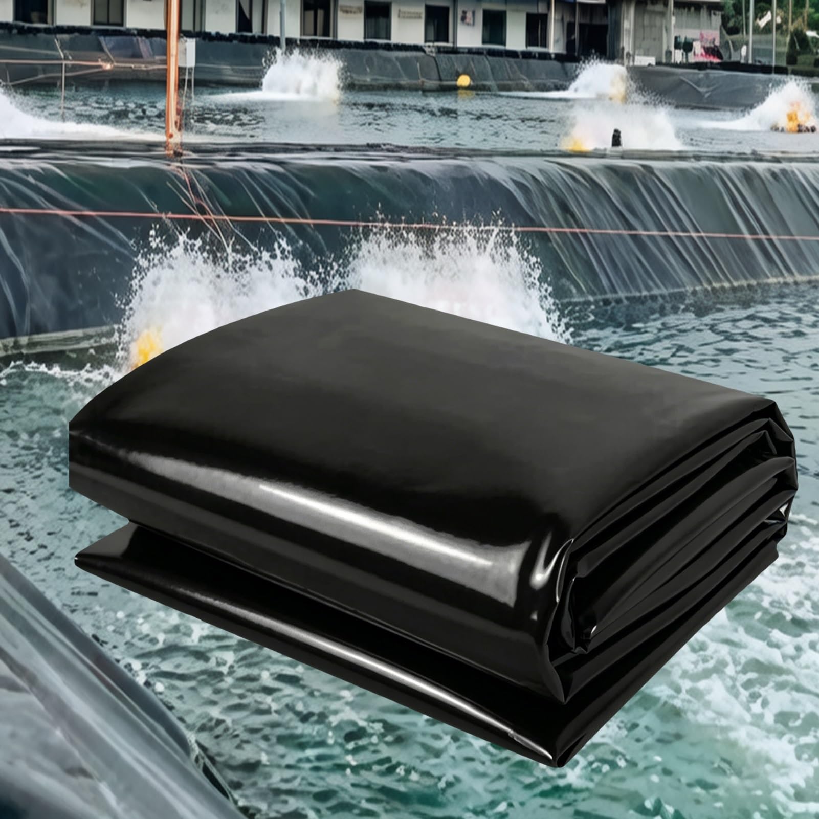 JNTFNE 5mil HDPE Pond Liner 1x8m 2x3m 4x4m 5x5m 6x10m 10x12m Black Flexible Heavy Duty Mat Underlay for Water Resources Engineering(5x8m(16.4x26.2ft))