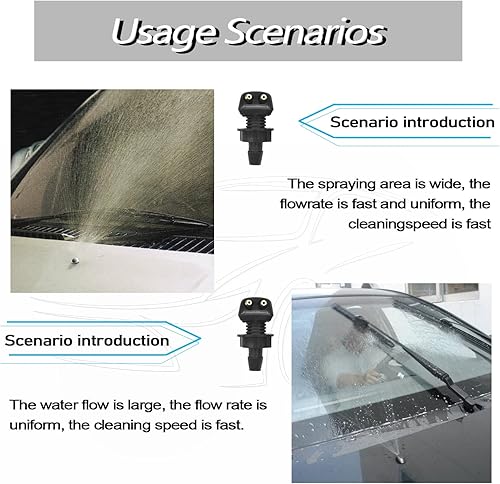 Miniatura 7 de Kit de 2 boquillas para limpiaparabrisas delantero, pulverizador de pilar recto, boquilla de pulverización de agua de columna recta de doble