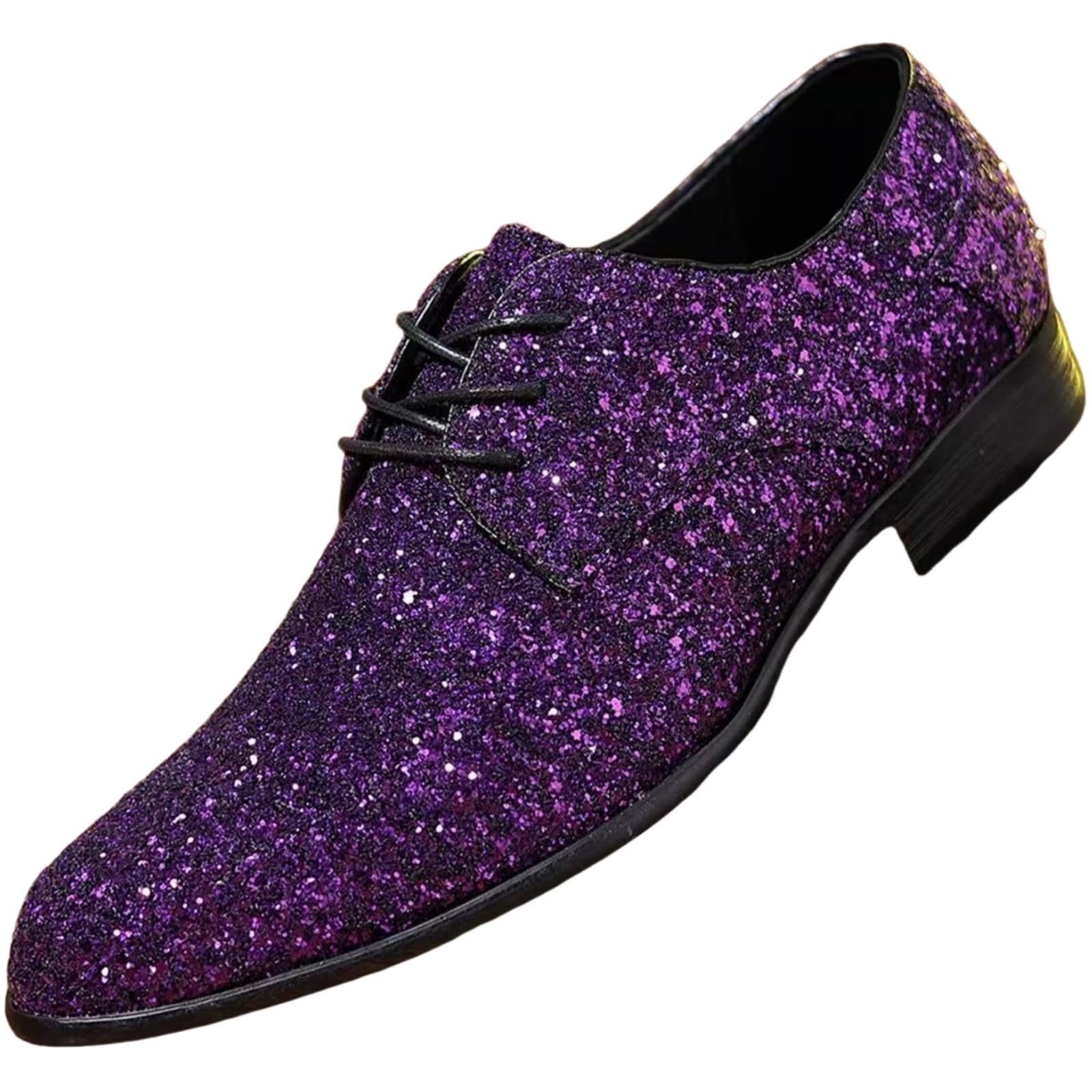 Hixingo Chaussures Habillées Oxford en Paillettes pour Homme, Chaussures Ville Homme 39-48 EU Derby Masculin Basse Business en Sequins Confortable Antidérapantes pour Disco, Officiel