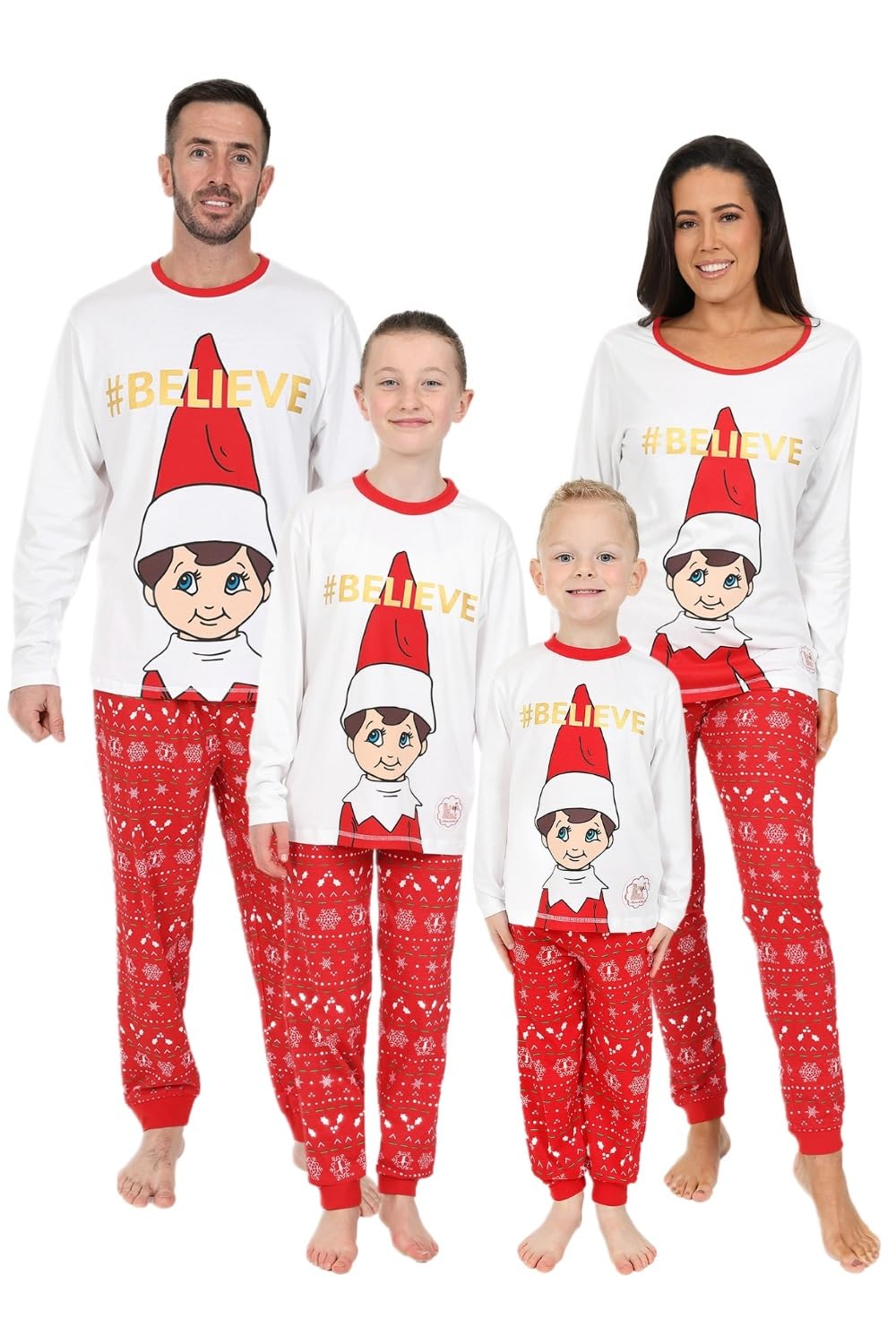 The Elf on the Shelf Matching Family Christmas Pyjamas Boys Girls Mens Womens Kids Xmas pjs (8-9 Years) White