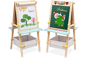 Double-Sided Learning Easel with Abacus, Accessories, and Paper Roll by Enlitoys