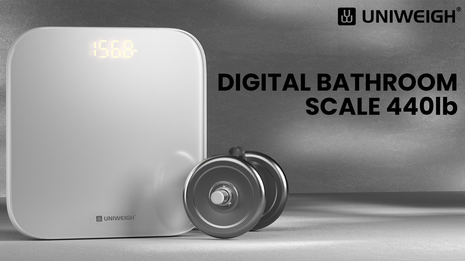 Image of UNIWEIGH Digital Bathroom Scale for Body Weight Accurate up to 440lbs