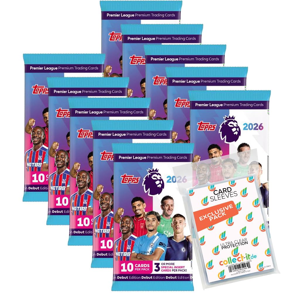 Bundle mit Topps - Premier League 2025/26 Trading Cards - 10 Booster + Exklusive Collect-it Hüllen