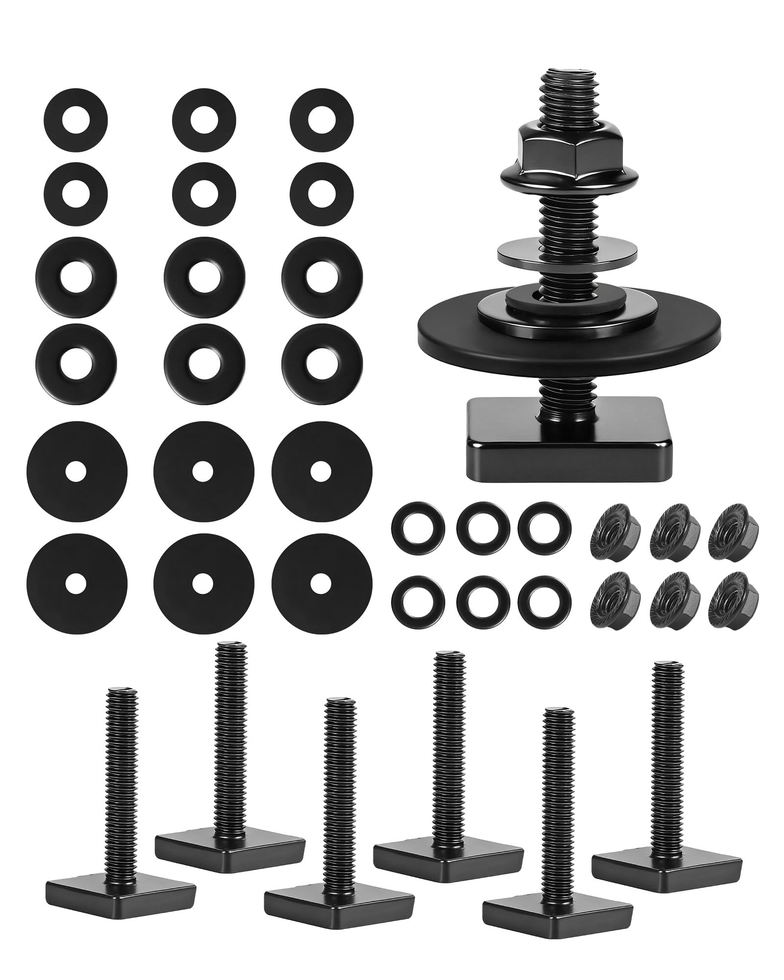 T Slot Bolts for Roof Rack Cross Bars, Platform, Cargo Basket, Stainless Square T Track Bolt Adapter to Secure Bike/Ski/Kayak Rack, Solar Panel, Awning, 4mm Thick
