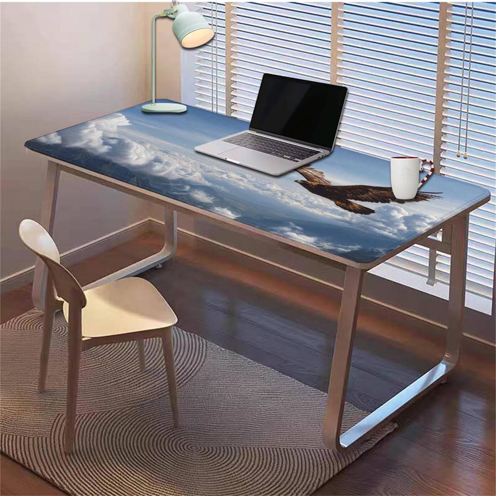 Gamingowa podkładka pod mysz 1200 x 600 x 3 mm, XXL, wodoszczelna, odporna na ścieranie, z przyszytymi krawędziami, podkładka na biurko, poprawia prędkość i precyzję pod laptopa, komputer, wzór orła
