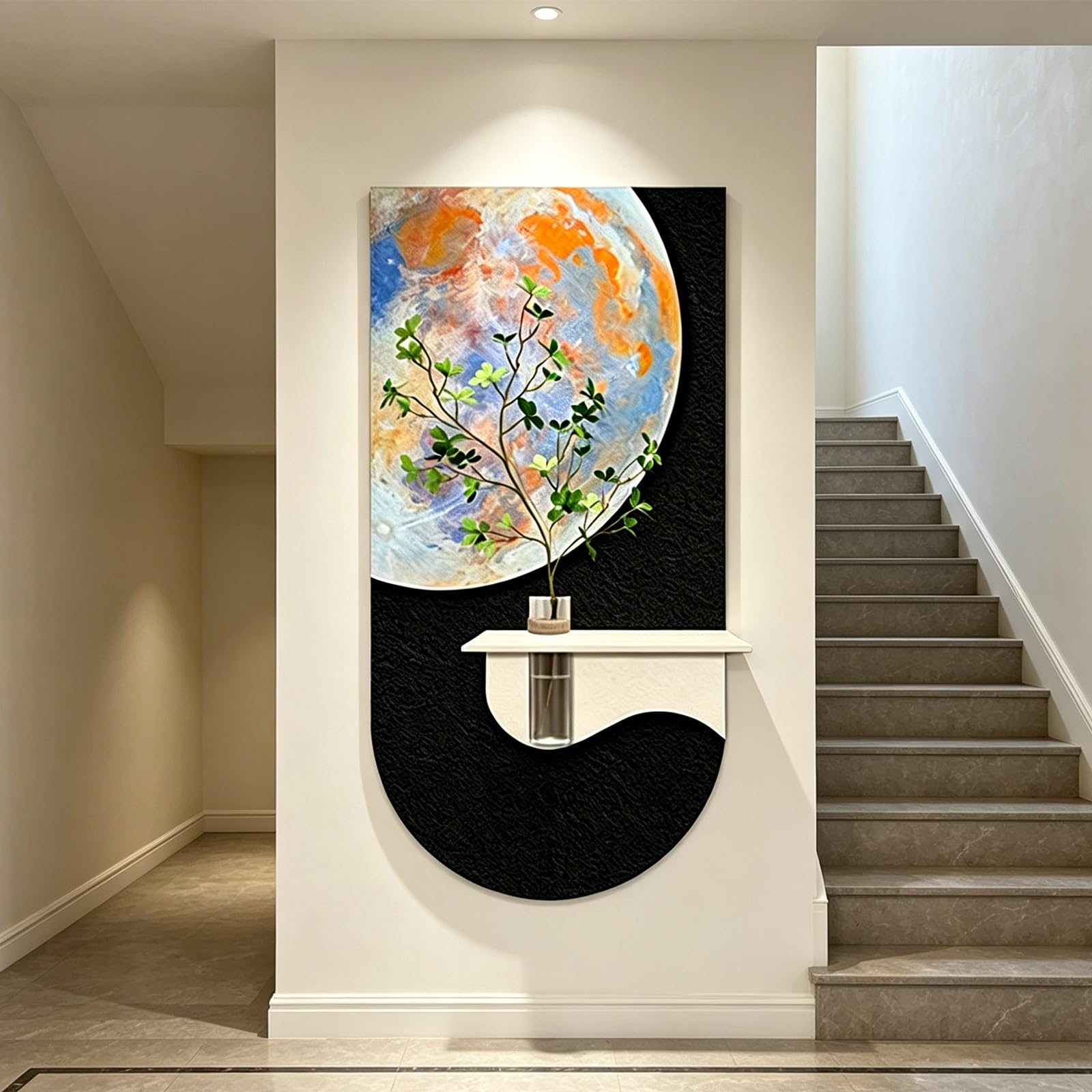 PGZMDTWI 3D Sandstone Textured LED Remote Plug-in Sculpture,Living Room Bedroom Entryway Household Wall Mural Decor(G,70 * 140CM .6 * 55.2IN)