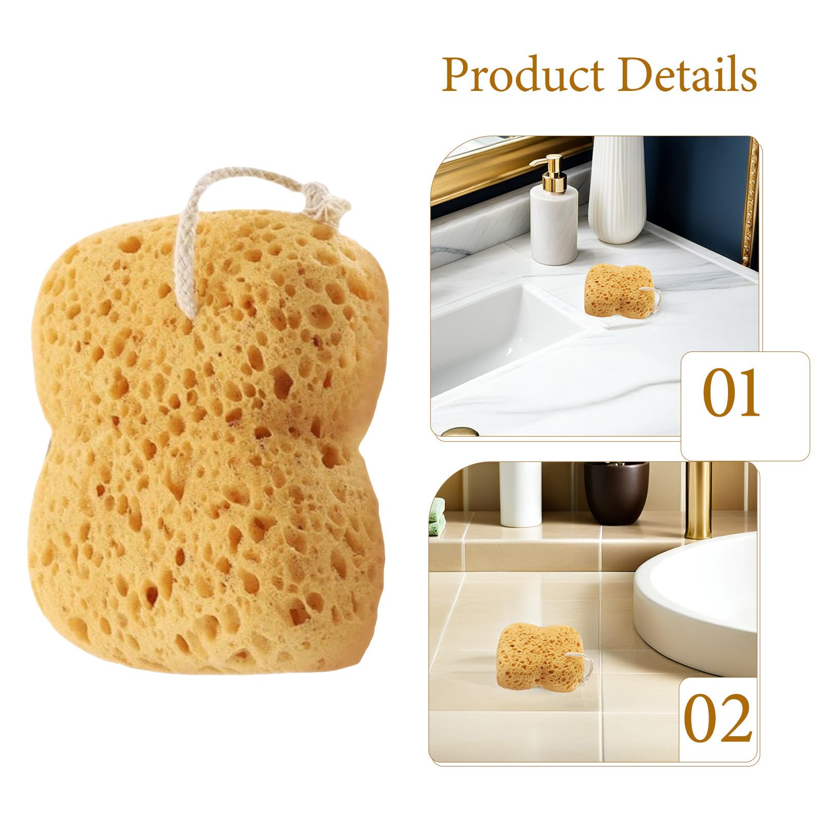 6 Piezas Esponja Altamente Exfoliante Natural Baño Estructura de Panal de Absorbente Ergonómica y Adecuado para Ducha y Delicada