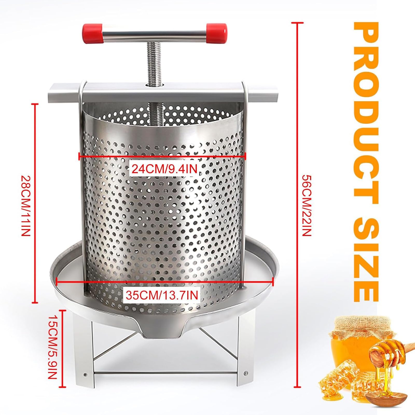 Colino per miele in acciaio inossidabile, rimovibile, per apicoltori | Manuale, attrezzatura per l'estrazione del miele, separazione dei solidi fluidi, per la casa, l'agricoltura(Style A)