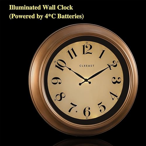 Miniatura 5 de CLXEAST Reloj de pared verde azulado iluminado de 18 pulgadas para decoraciones de Navidad, reloj de pared grande iluminado con sensor inteligente,