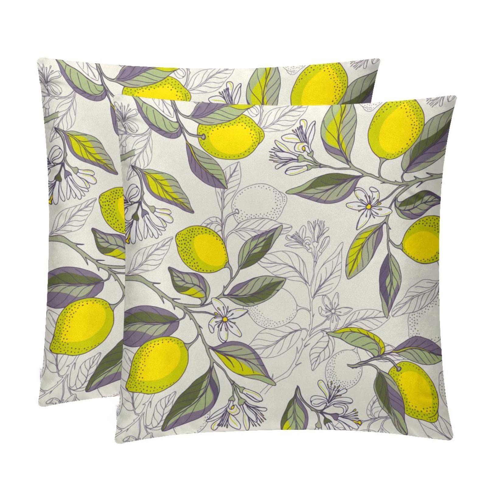 Housses de coussin douces et confortables au motif de citron jaune vintage lot de 2
