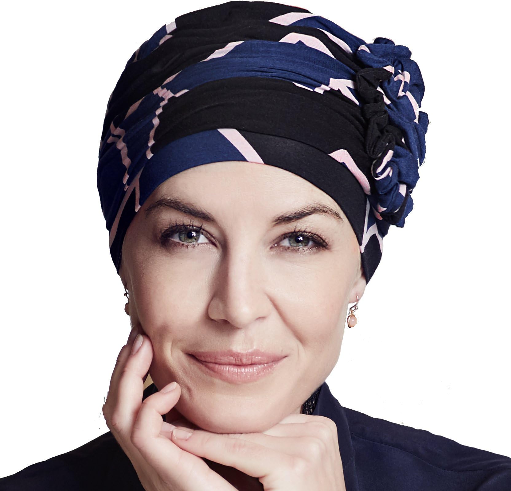Chemo turban in bamboo Lotus - 80ies grafic