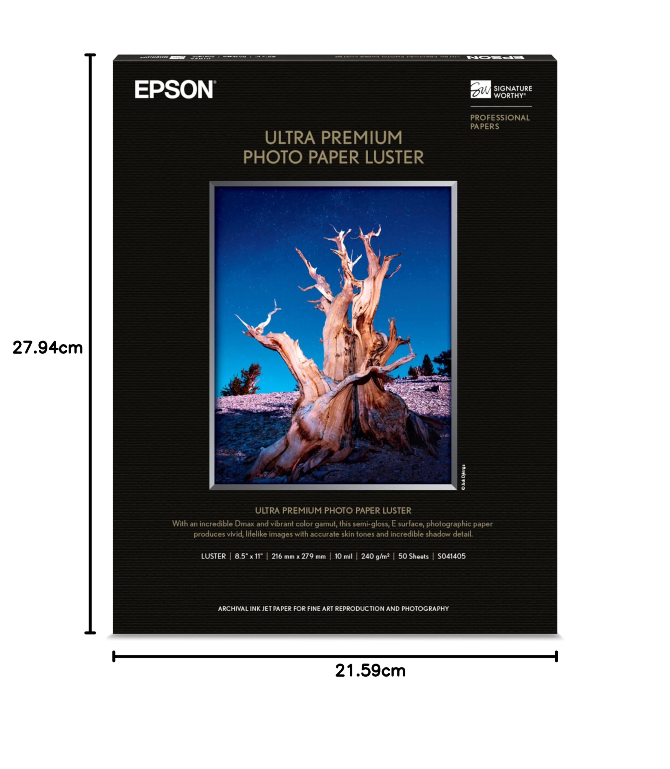 Epson Ultra Premium (S041405) - Papel fotográfico brillante (8.5 x 11 pulgadas, 50 hojas) - El embalaje puede variar