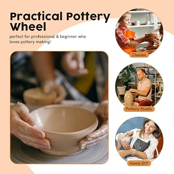 350W Electric Pottery Wheel, 25cm Turntable with Pedal