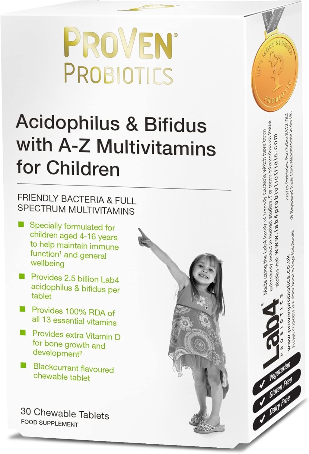 Proven Probiotics Acidophilus & Bifidus with A-Z Multivitamins for Children – Friendly Bacteria with Multinutrients