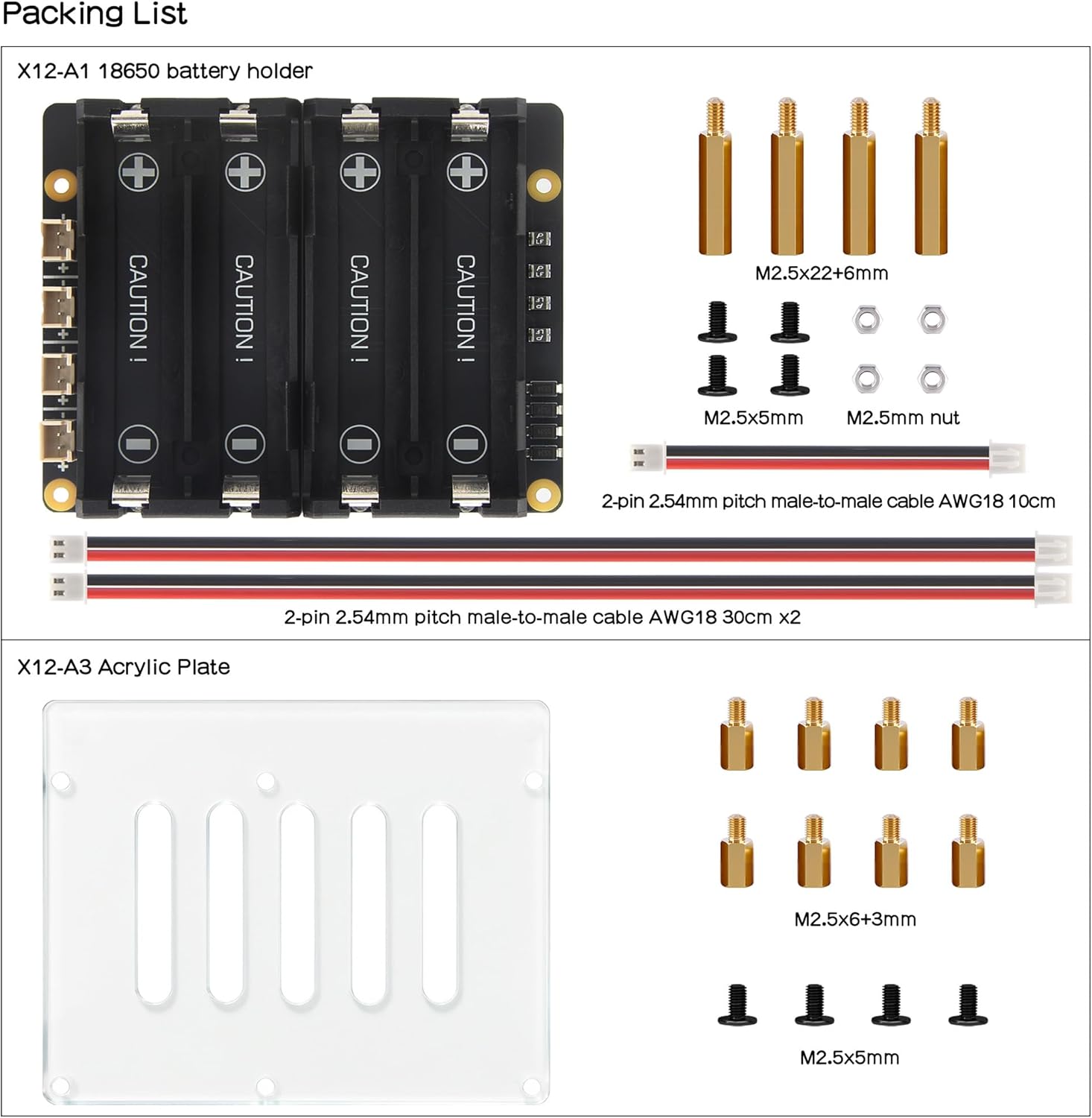 Geekworm X12-A1 Stackable 4-Slot Battery Holder with Protection Fuse Compatible with X1203 & X1209 UPS HAT