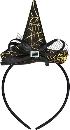 Edoneery Halloween Witch Hat Headband for Women, Fancy Dress Wizard Costume Hair Accessory for Adult Cosplay Parties