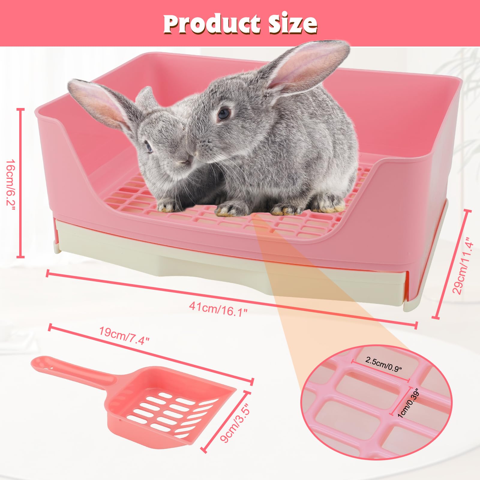 BWOGUE Große Kaninchentoilette, Töpfchentrainer, Eckbettwäsche mit Schublade, größere Haustierpfanne für erwachsene Meerschweinchen, Kaninchen, Hamster, Chinchilla, Frettchen, Galesaur, Kleintiere
