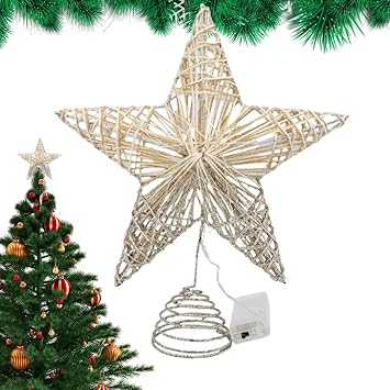 Christmas Star Tree Topper, Pentagram Tree Topper, LED Light Christmas Star, Gradient Tree Topper Star, Christmas Tree Ornament, Hollow Iron Star Decoration, Christmas Tree Keepsake, Treetop Star O