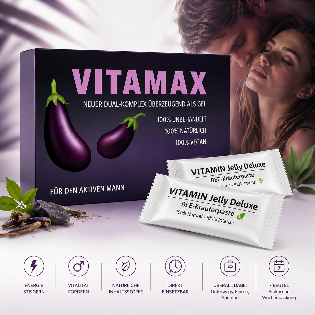 VITAMAX für Männer - Premium Kräuterkomplex | Hochwertige Premium Rezeptur | Für aktive Männer | Praktische Portionsbeutel | Made in Germany | Qualitätsgeprüft