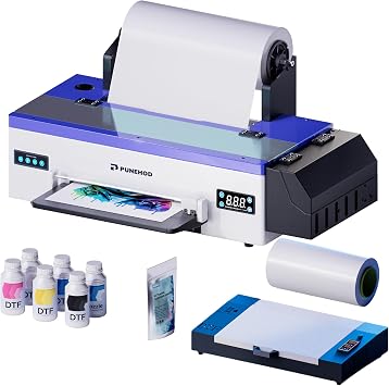 PUNEHOD A3 L1800 DTF Printer, Apparel Transfer Printing Machine w/Roll Feeder & White Ink Circulation for DIY Printing on Dark and Light Fabrics A3 Printer+Oven