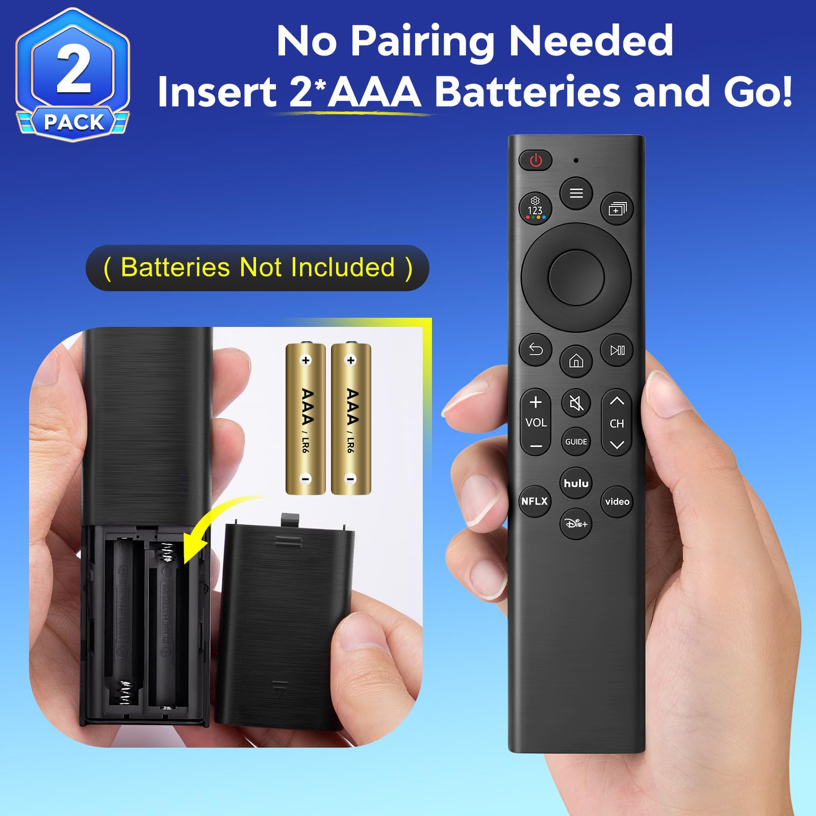 Paquete de 2 unidades de repuesto para Samsung-Smart-TV, control remoto universal BN59-01385A compatible con Samsung Frame Curved Neo QLED 4K 8K UHD Smart Monitor