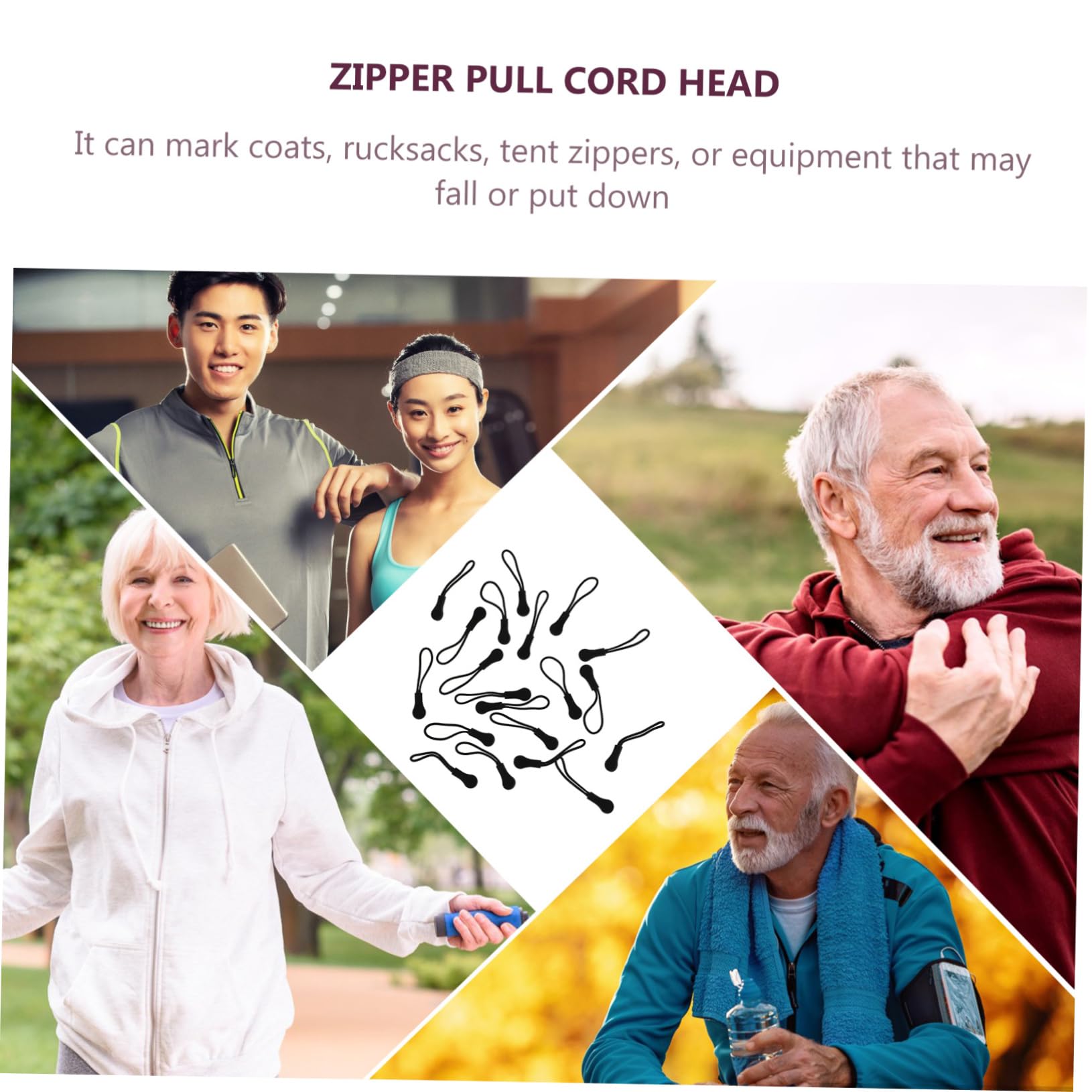 VILLCASE 2sets Lightweight Zipper Heads for Backpacks Non-Skid Zipper Pull Tab Cord End 20pcs*2