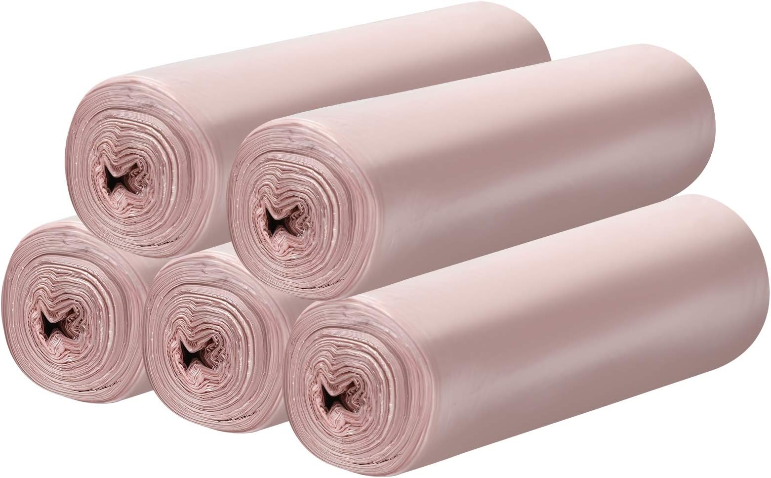5 Rolls Small Trash Garbage Bags, 4 Gallon Strong Thin Material Disposable Kitchen Garbage Bags, Durable Plastic Trash Bags for Office Home Bedroom Garden Waste Bin, 100 Counts (Pink)
