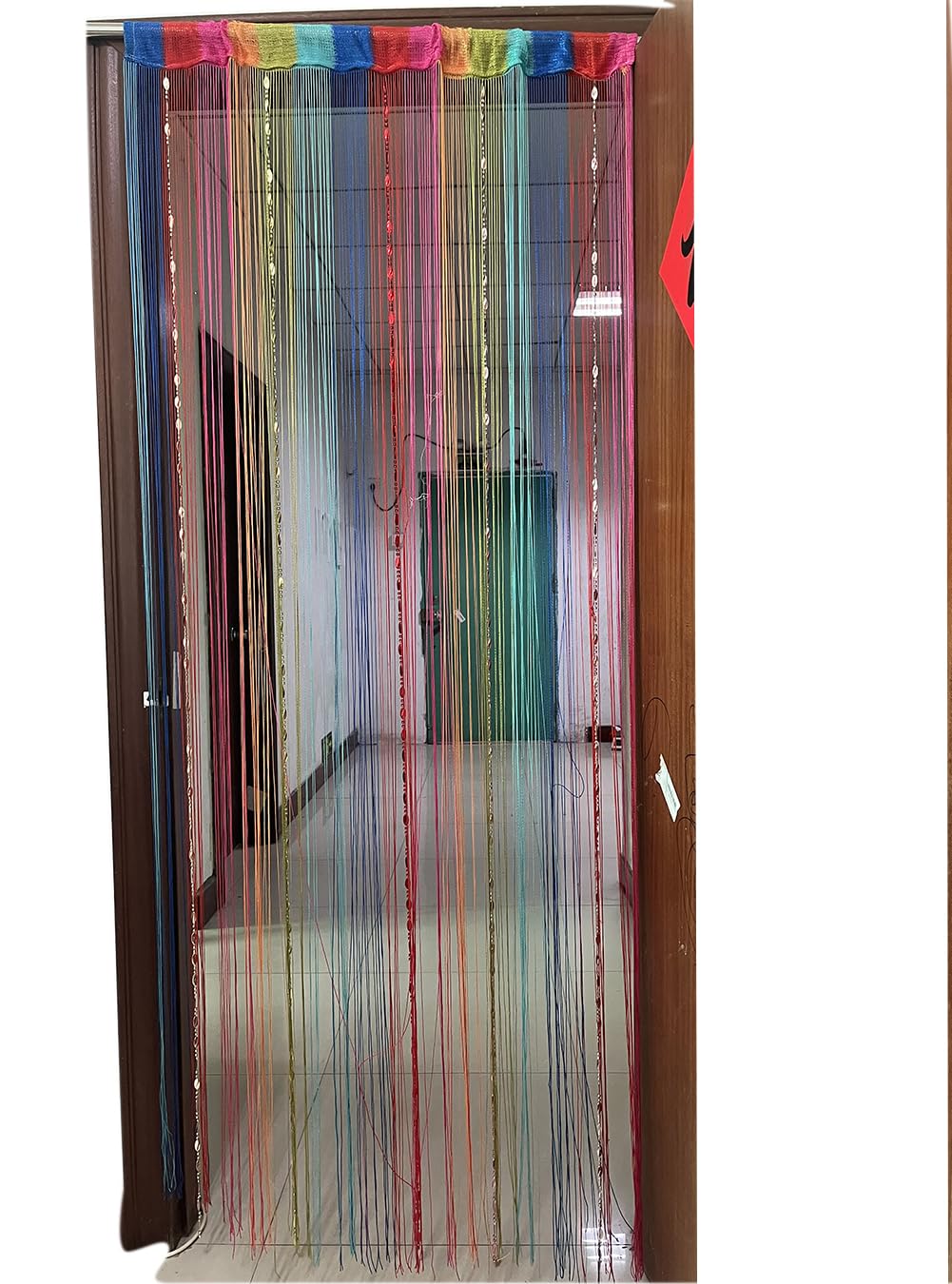 ZiDeTang Button Beaded Door Curtain for Doorways Fringe Tassel Living Room Divider Curtain (39.30" x 76.8", 6 Colorfuls)