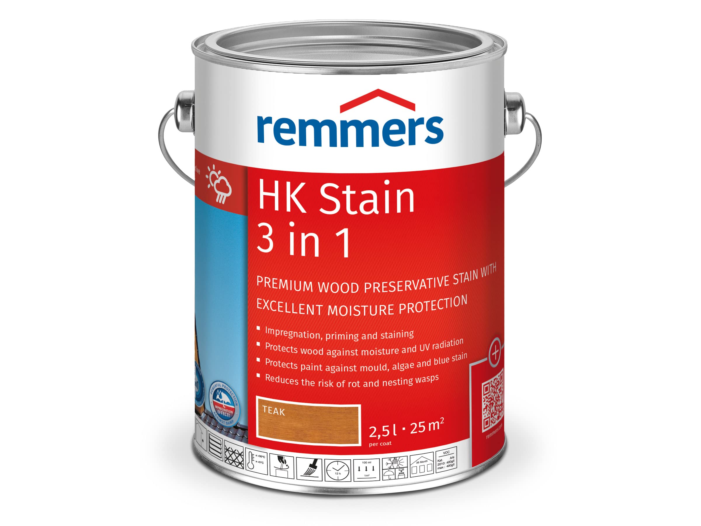Remmers HK-Varnish Wood Protection Stain 2.5 L Teak